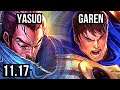 YASUO vs GAREN (MID) | Quadra, 12/1/9, Legendary, 1.6M mastery, 700+ games | KR Diamond | v11.17