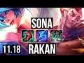 SONA & Lucian vs RAKAN & Ezreal (SUPPORT) | Rank 2 Sona, 0/1/13 | NA Challenger | v11.18
