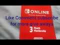 Nintendo Switch Online 3 Month Membership Give Away