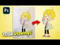 Photoshop Speed Art - Re-drawing Cartoon Character (Ice Cream Boy)