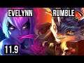 EVELYNN vs RUMBLE (JUNGLE) | 9/0/3, 1600+ games, 1.8M mastery, Legendary | EUW Diamond | v11.9