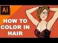 How to color in hair - Adobe illustrator tutorial