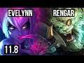 EVELYNN vs RENGAR (JUNGLE) | 6/0/0, 1.2M mastery, 400+ games, Dominating | BR Diamond | v11.8