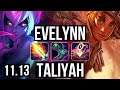 EVELYNN vs TALIYAH (JUNGLE) | 17/2/7, 67% winrate, 7 solo kills, Legendary | NA Diamond | v11.13