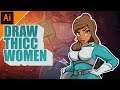 How To draw a THICK Woman - Step By Step - Adobe Illustrator
