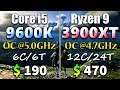 Core i5 9600K OC @5.0GHz vs Ryzen 9 3900XT OC @4.7GHz