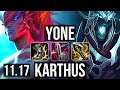 YONE vs KARTHUS (MID) | 2400+ games, 5/0/2, 1.2M mastery | KR Diamond | v11.17