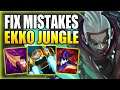 HOW TO PLAY EKKO JUNGLE & FIX YOUR MISTAKES MID GAME! - Best Build/Runes Guide - League of Legends