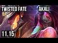 TWISTED FATE vs AKALI (MID) | 8/0/2, 3.0M mastery, 1000+ games, Legendary | EUW Master | v11.15