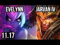 EVELYNN vs JARVAN IV (JUNGLE) | 16/1/7, Rank 4 Eve, Legendary | KR Master | v11.17