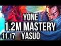 YONE vs YASUO (MID) | 2400+ games, 15/2/7, 1.2M mastery, Legendary | KR Master | v11.17