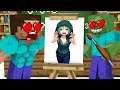 Monster School : DRAWING ZOMBIE GIRL CHALLENGE - Minecraft Animation