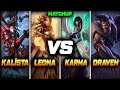 2 Level Kalista Leona VS Draven Karma - League Of Legends