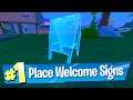 Place welcome signs in Pleasant Park and Lazy Lake Location - Fortnite