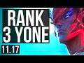 YONE vs RIVEN (TOP) | Rank 3 Yone, 9/1/7, Godlike, Rank 30 | BR Challenger | v11.17