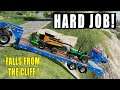 Farming Simulator 19: Hard Farm on Mountain!!! Mini Harvester Falls From The Cliff!!!