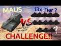 MAUS vs 13x Tier ? - CHALLENGE! (What Does It Take?) | WOT BLITZ