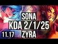 SONA & Karthus vs ZYRA & Aphelios (SUPPORT) | 2/1/25, 2.3M mastery, 700+ games | NA Master | v11.17
