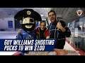 Guy Williams shooting pucks to win $100 | NZIHL 2021